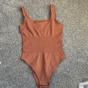 Brown Ribbed Bodysuit